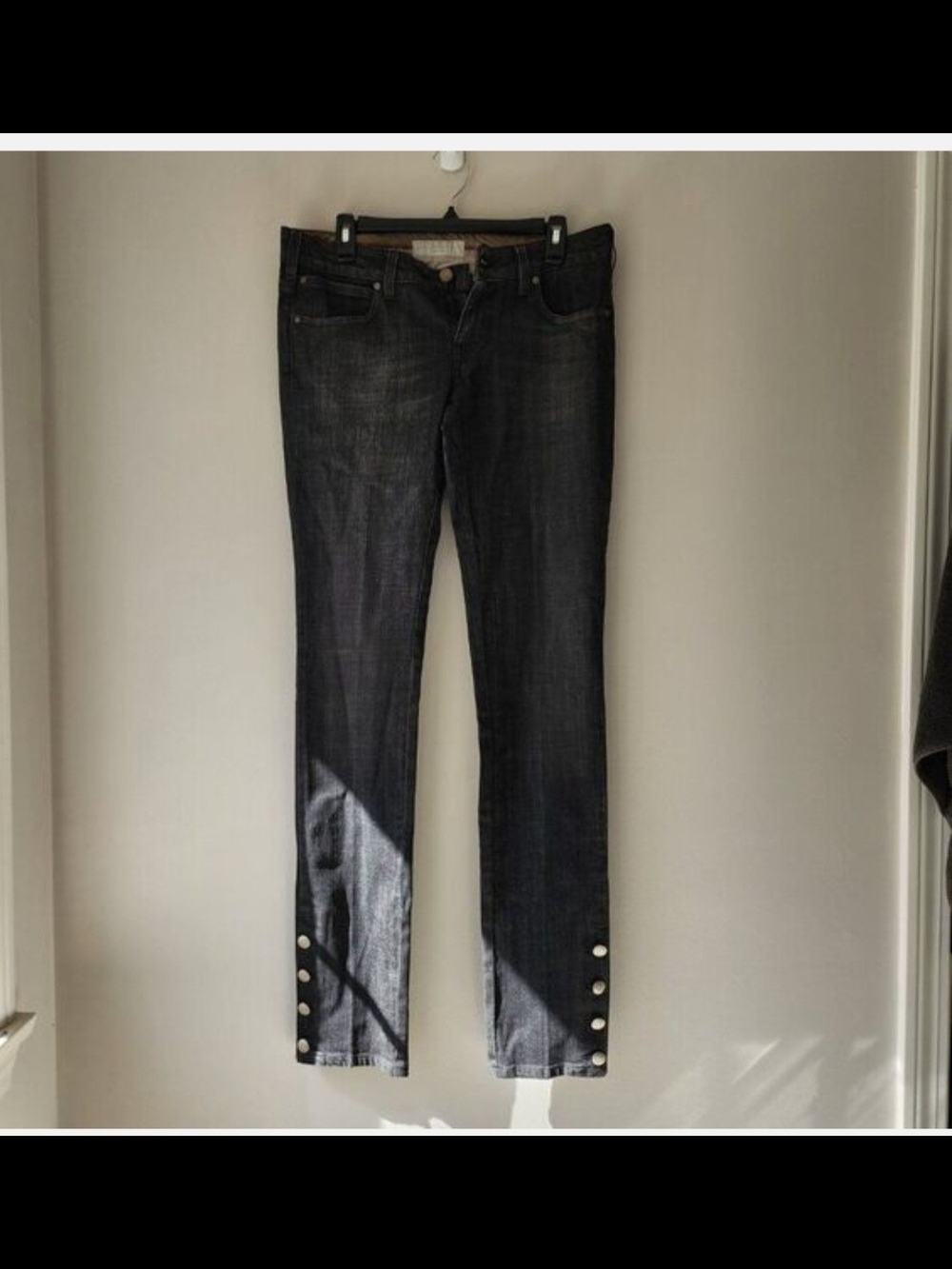 Stella McCartney Dark Gray Skinny Jeans with Button Hem